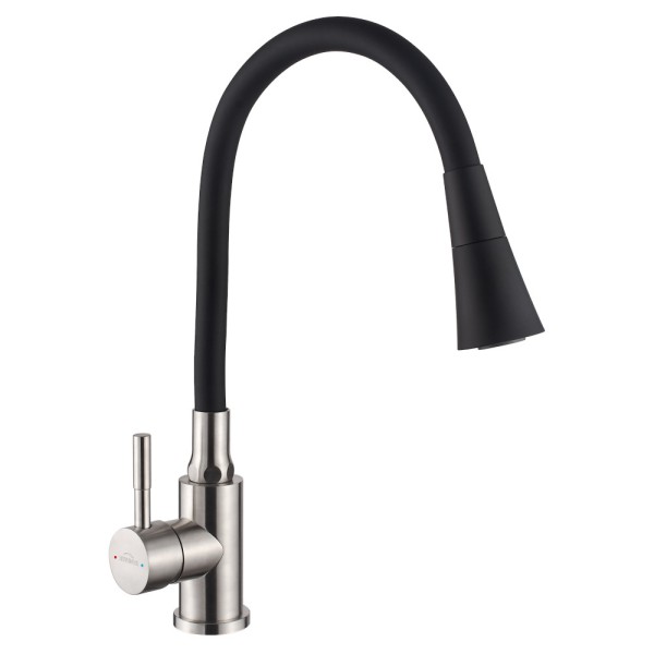 Invena Gabi bateria zlewozmywakowa elastyczna wylewka 2 funkcyjna inox