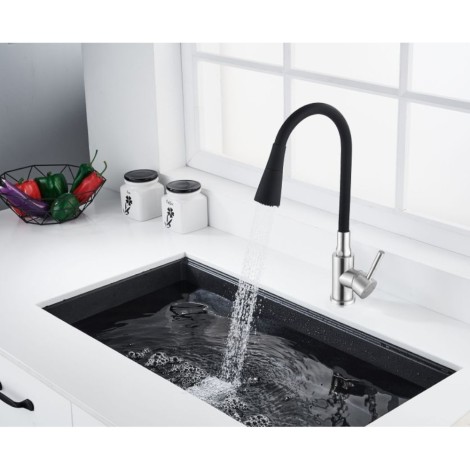 Invena Gabi bateria zlewozmywakowa elastyczna wylewka 2 funkcyjna inox-1
