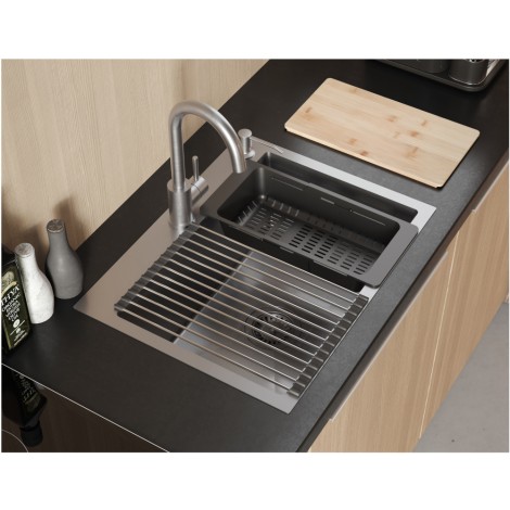 Quadron Luke 110 Workstation zlewozmywak stalowy, jednokomorowy, wpuszczany,58x45, stal szlachetna 