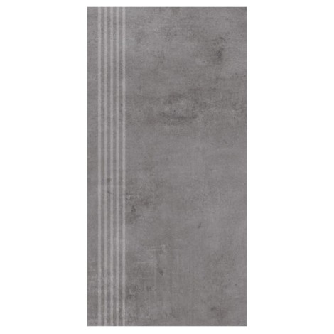 Nowa Gala Avenida 13 ciemnoszary półpoler płytka gresowa stopnica frezowana 59,7x29,7x0,8 cm