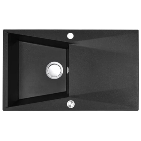 Laveo Grenada zlewozmywak granitowy 1 komorowy z ociekaczem 480x780x204 czarny + syfon + korek