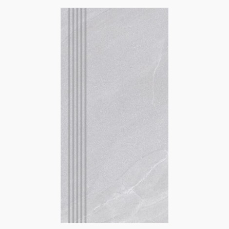 Nowa Gala Stonehenge SH 10 jasnoszary płytka gresowa stopnica frezowana R11 59,7x29,7x0,85cm