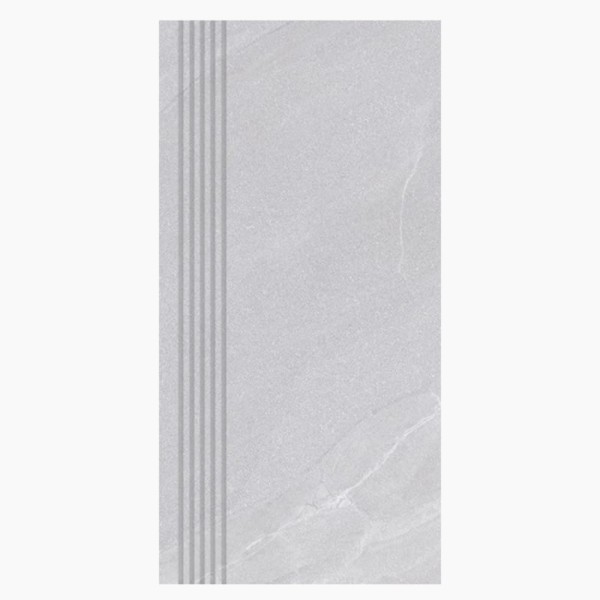 Nowa Gala Stonehenge SH 10 jasnoszary płytka gresowa stopnica frezowana R11 59,7x29,7x0,85cm