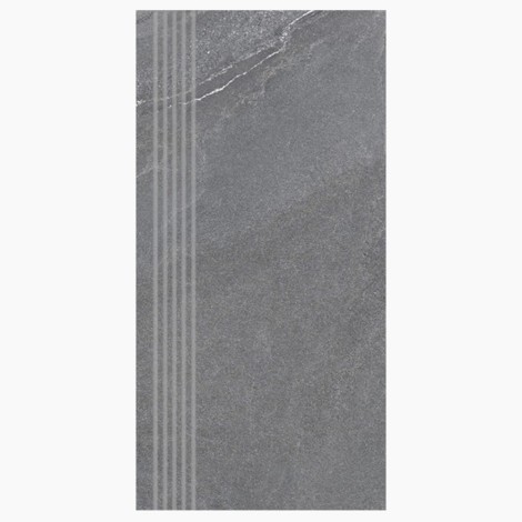 Nowa Gala Stonehenge SH 13 Ciemnoszary płytka gresowa stopnica frezowana 59,7x29,7x0,85cm