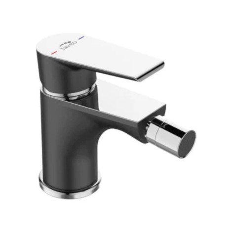 Laveo Largo bateria bidetowa stojąca z korkiem klik-klak czarna/chrom