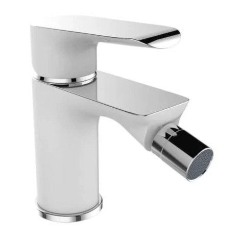 Laveo Alea bateria bidetowa stojąca z korkiem automatycznym biała /chrom