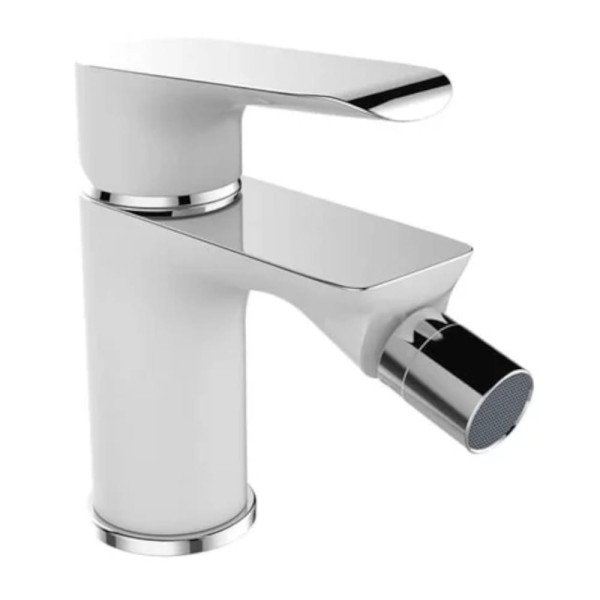 Laveo Alea bateria bidetowa stojąca z korkiem automatycznym biała /chrom