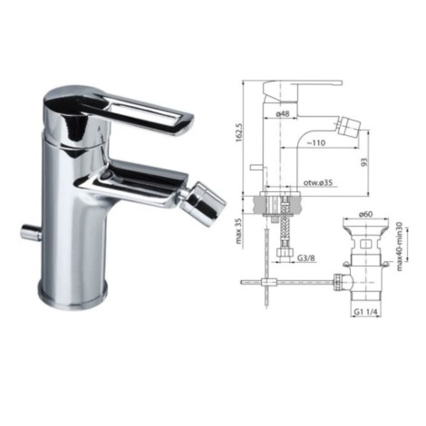 Valvex Libra Bateria Bidetowa Chrom