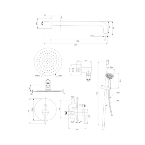 Omnires Y system prysznicowy podtynkowy chrom