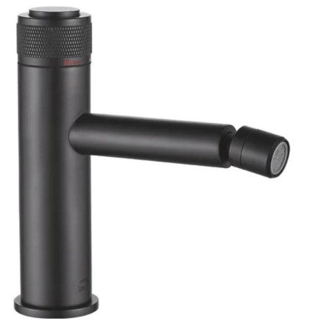 Laveo Volumo bateria bidetowa stojąca z korkiem klik-klak czarna