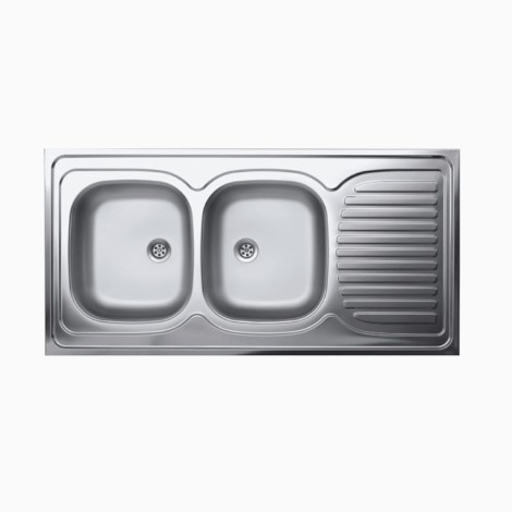 Kuchinox zlewozmywak stalowy nakładany 2 komorowy z ociekaczem gładki inox 60x120x15,5cm