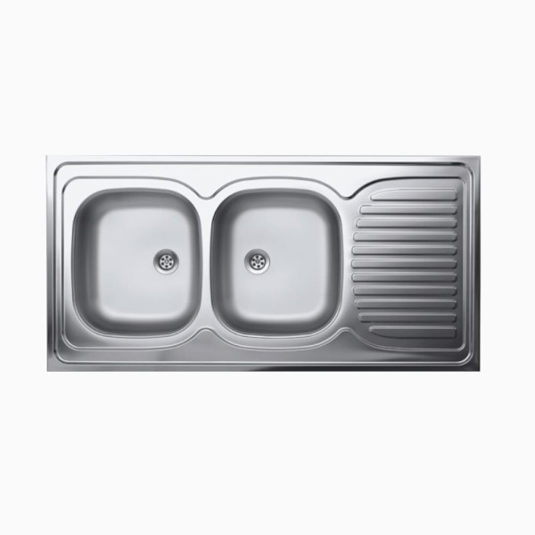 Kuchinox zlewozmywak stalowy nakładany 2 komorowy z ociekaczem gładki inox 60x120x15,5cm