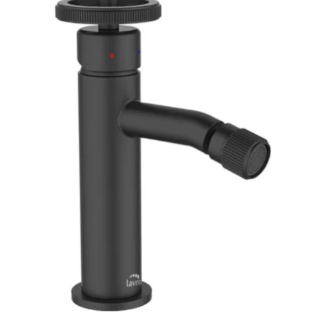 Laveo Muro bateria bidetowa stojąca z korkiem klik-klak czarna