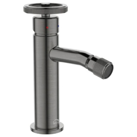 Laveo Muro bateria bidetowa stojąca z korkiem klik-klak grafit