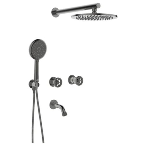 Laveo Muro bateria wannowo-natryskowa podtynkowa z zestawem grafit