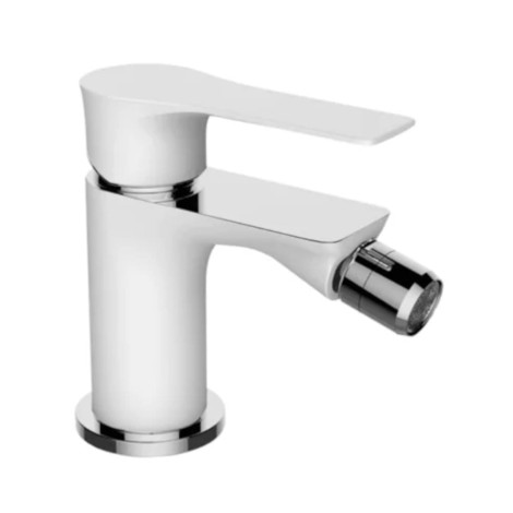 Laveo Raila bateria bidetowa stojąca z korkiem automatycznym biała /chrom