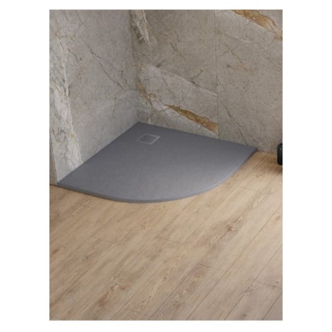 New Trendy Brodzik Konglomeratowy Półokrągły Szary R55 90X90X3cm