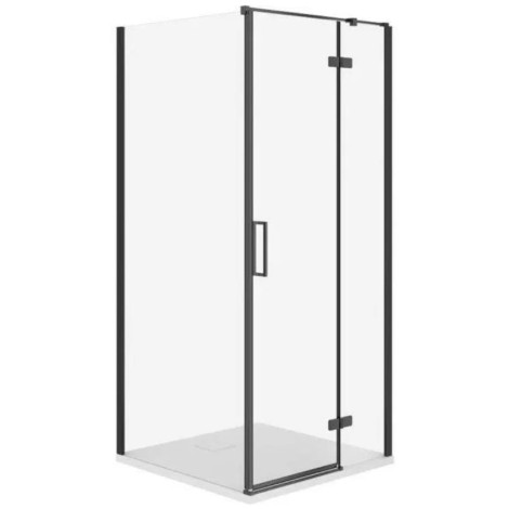Cersanit Jota kabina prysznicowa prawa czarna z brodzikiem slim biały mat