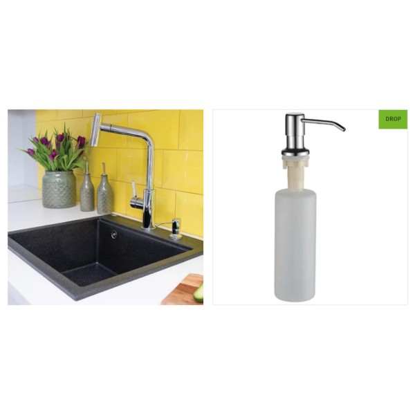 Laveo Drop dozownik na płyn do mycia naczyń montowany w zlewie lub blacie chrom