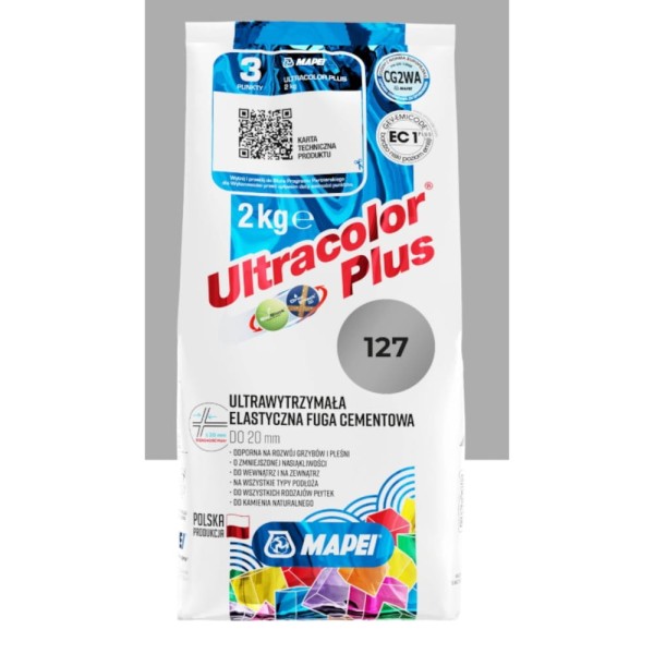 Mapei Ultracolor fuga cementowa  w kolorze arktyczny szary, numer 127 2kg