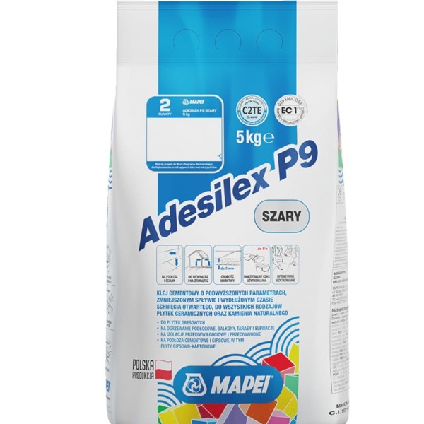 Mapei Adesilex p9 uniwersalny klej elastyczny szary 5 kg